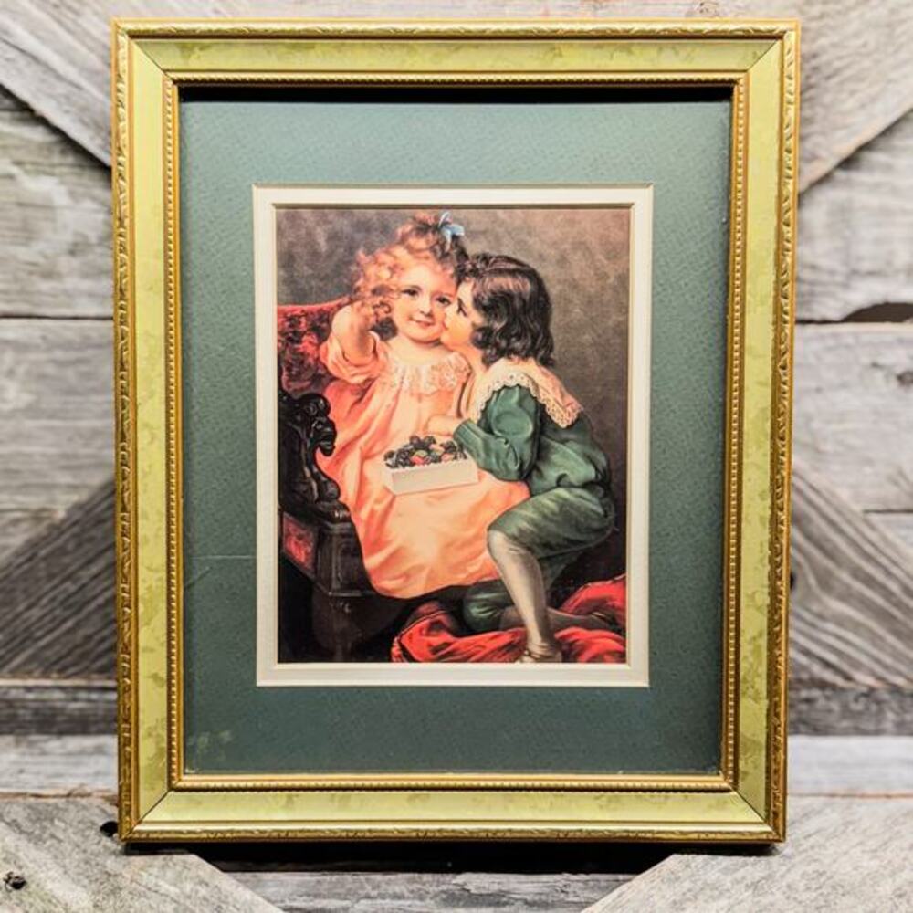 Vintage Victorian 1939, "Sweethearts" by Thomas L. Cathay, Framed Print 11" x 9"